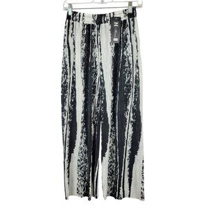Womens 10 Black White‎ Abstract Palazzano Pants Business Casual Office Stretch